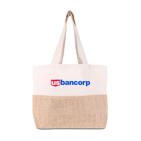Cotton Canvas Tote Bag with Jute Gusset