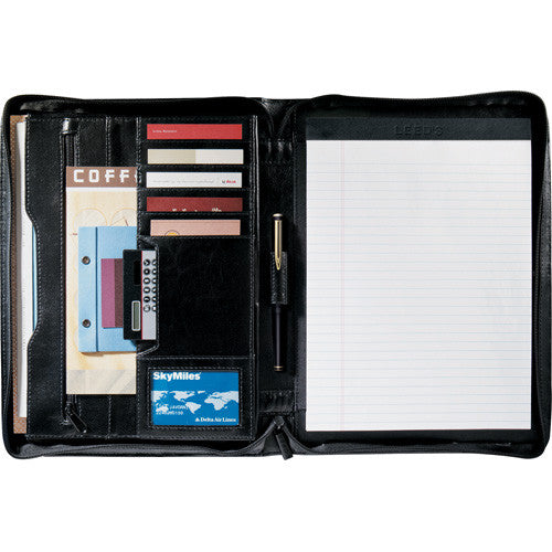 Renaissance Italian Style Leather Zippered Padfolio with FSC Mix Paper