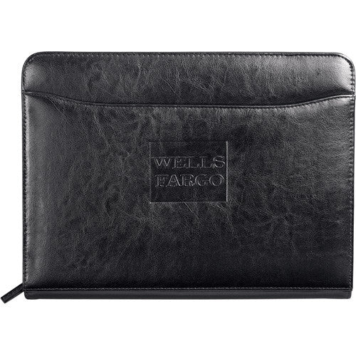 Renaissance Italian Style Leather Zippered Padfolio with FSC Mix Paper