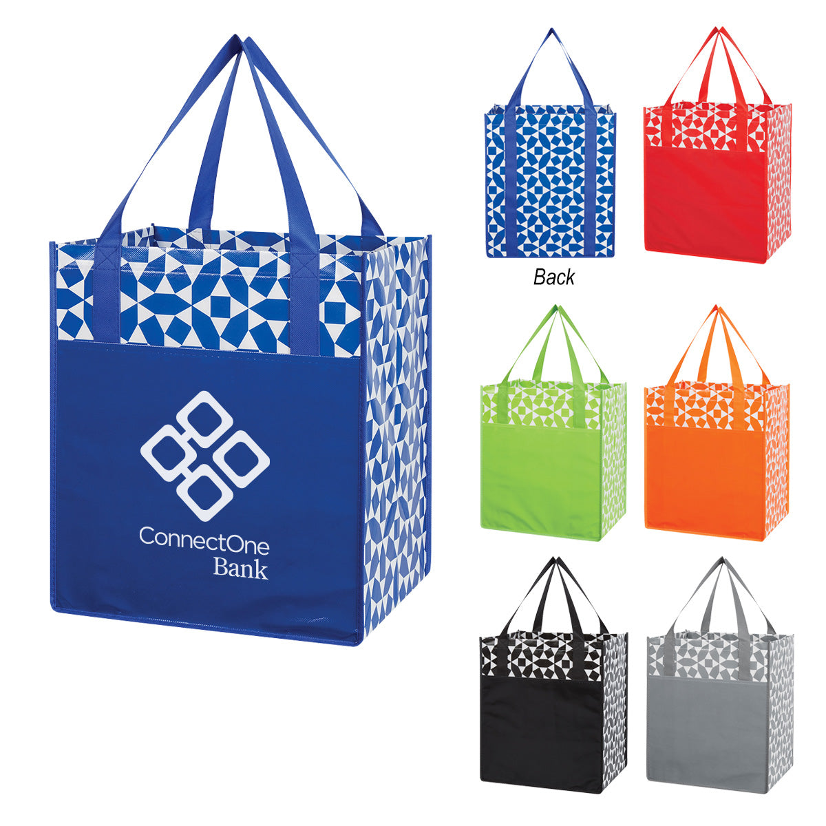 Geometric Non-Woven Grocery Tote