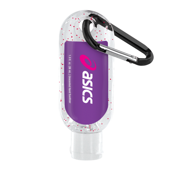 1.9 oz. Single Color Moisture Bead Sanitizer in Clear Bottle with Carabiner
