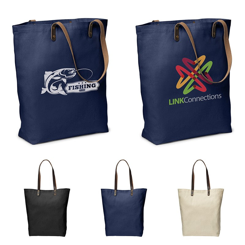 Urban Cotton Tote with Leather Handles
