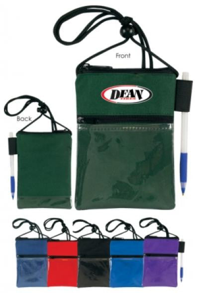 Vertical Dual Zipper Pocket Badge Holder