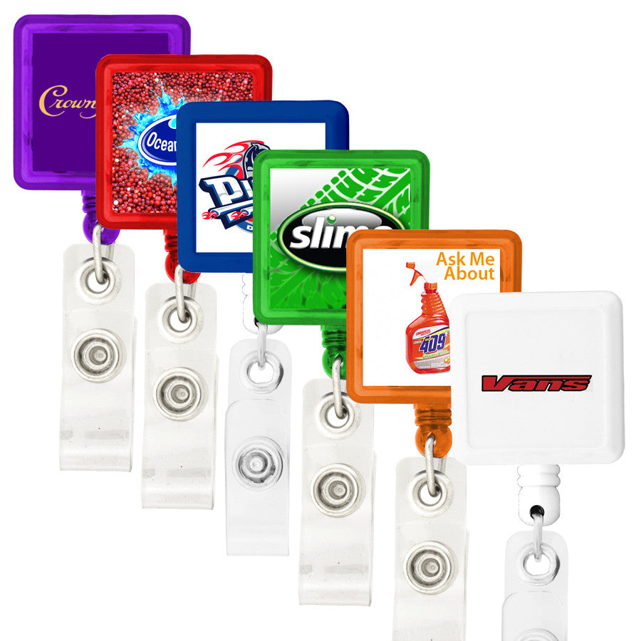 Square-Shaped Retractable Badge Holder