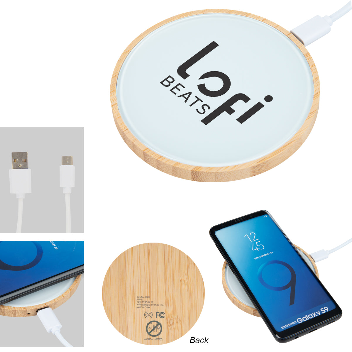 10W Glass &amp; Bamboo Wireless Charger