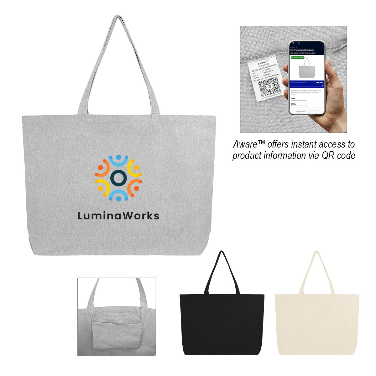 Aware™ Recycled Cotton Shopper Tote Bag