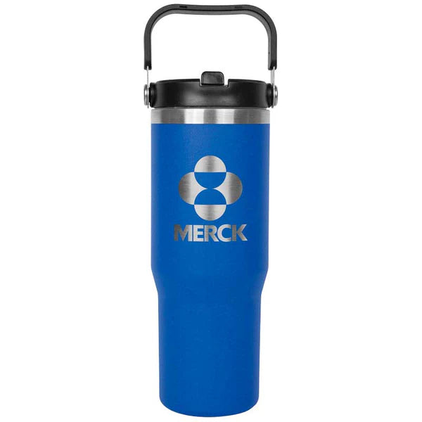 30oz. Stainless Steel Insulated Mug with Handle and Built-In Straw