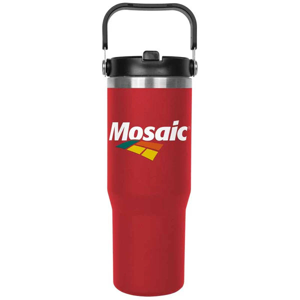30oz. Stainless Steel Insulated Mug with Handle and Built-In Straw