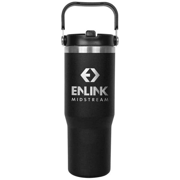 30oz. Stainless Steel Insulated Mug with Handle and Built-In Straw