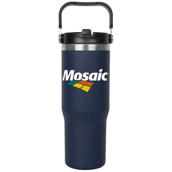 30oz. Stainless Steel Insulated Mug with Handle and Built-In Straw