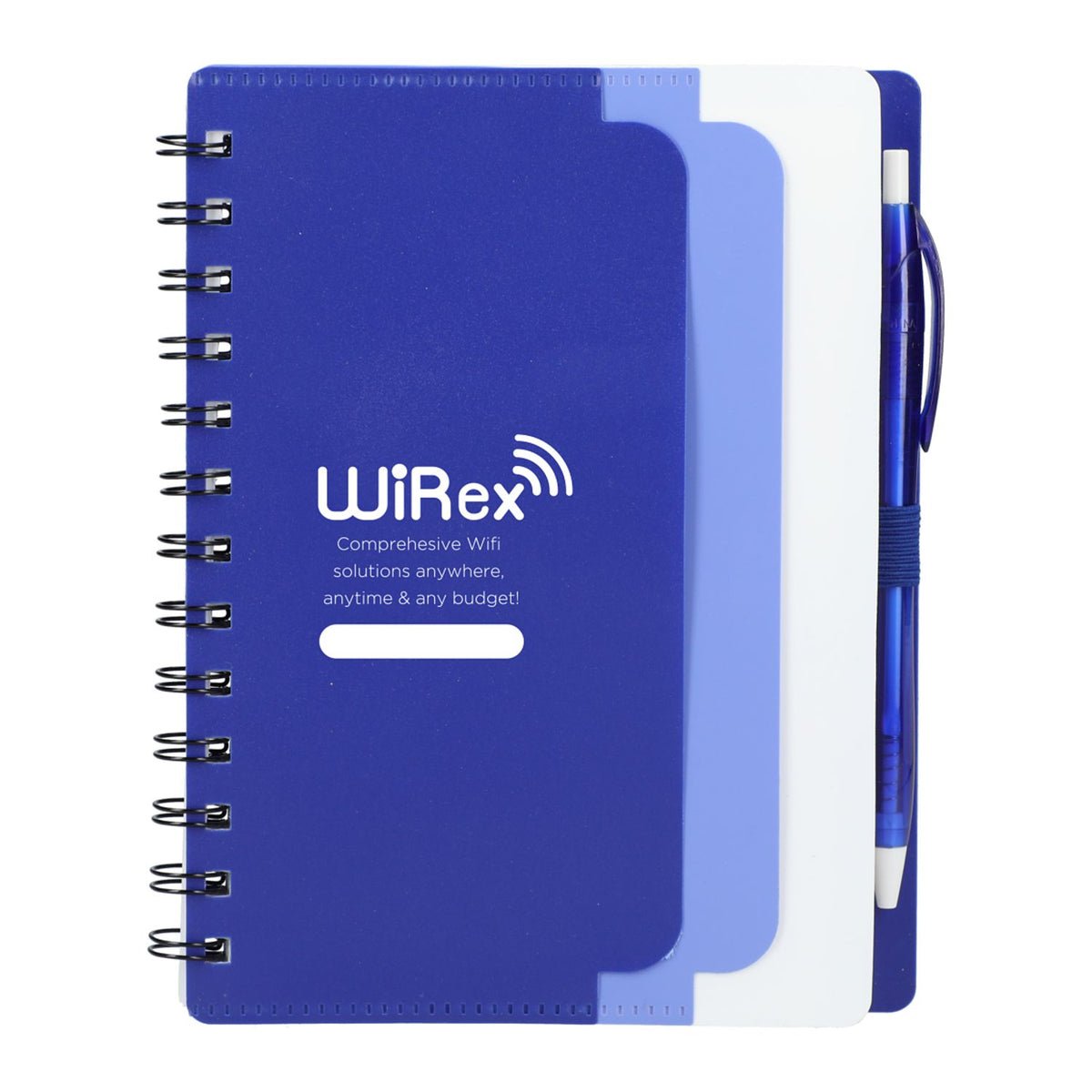 5&quot; x 7&quot; Recycled Dual Pocket Spiral Notebook w Pen