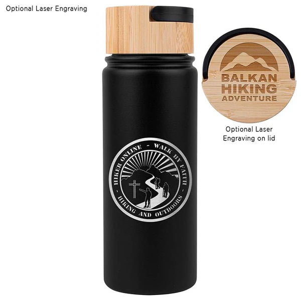 20oz. Vacuum-Sealed Stainless Water Bottle with Bamboo Lid