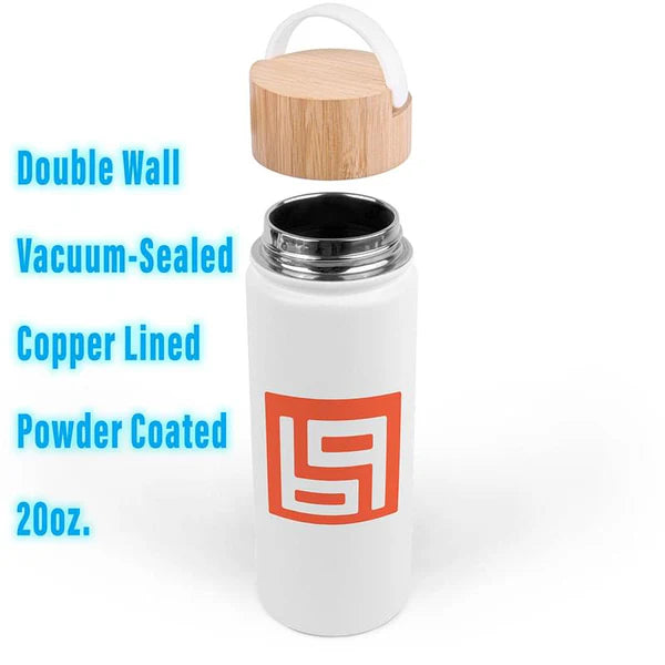 20oz. Vacuum-Sealed Stainless Water Bottle with Bamboo Lid