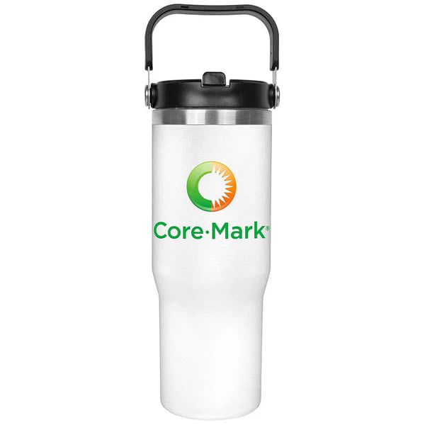 30oz. Stainless Steel Insulated Mug with Handle and Built-In Straw