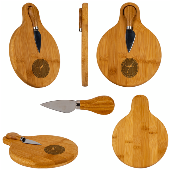 Small Bamboo Cutting Board with Cheese Knife