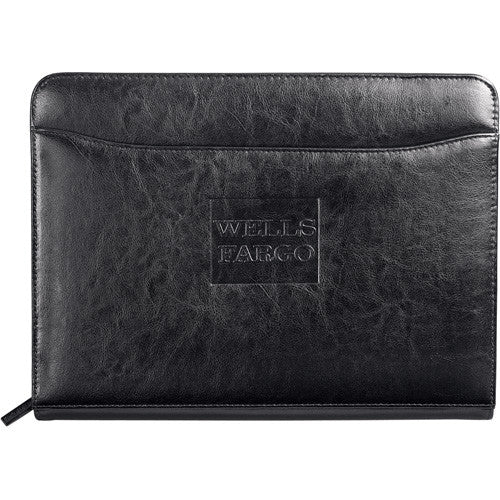 Renaissance Italian Style Leather Zippered Padfolio with FSC Mix Paper
