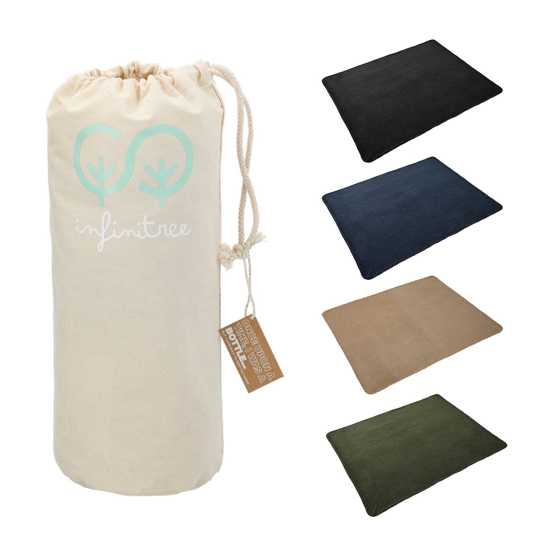 100% Recycled PET Fleece Blanket with Canvas Pouch