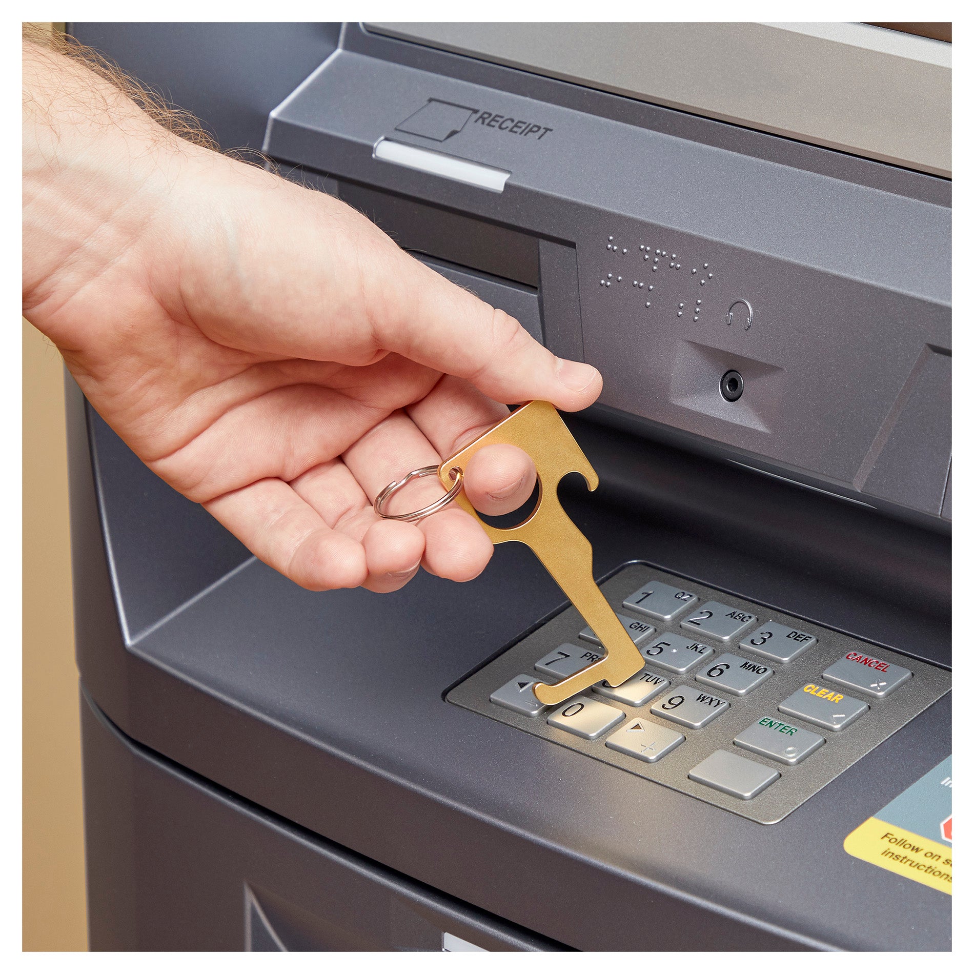 No Contact Keychain - Brass