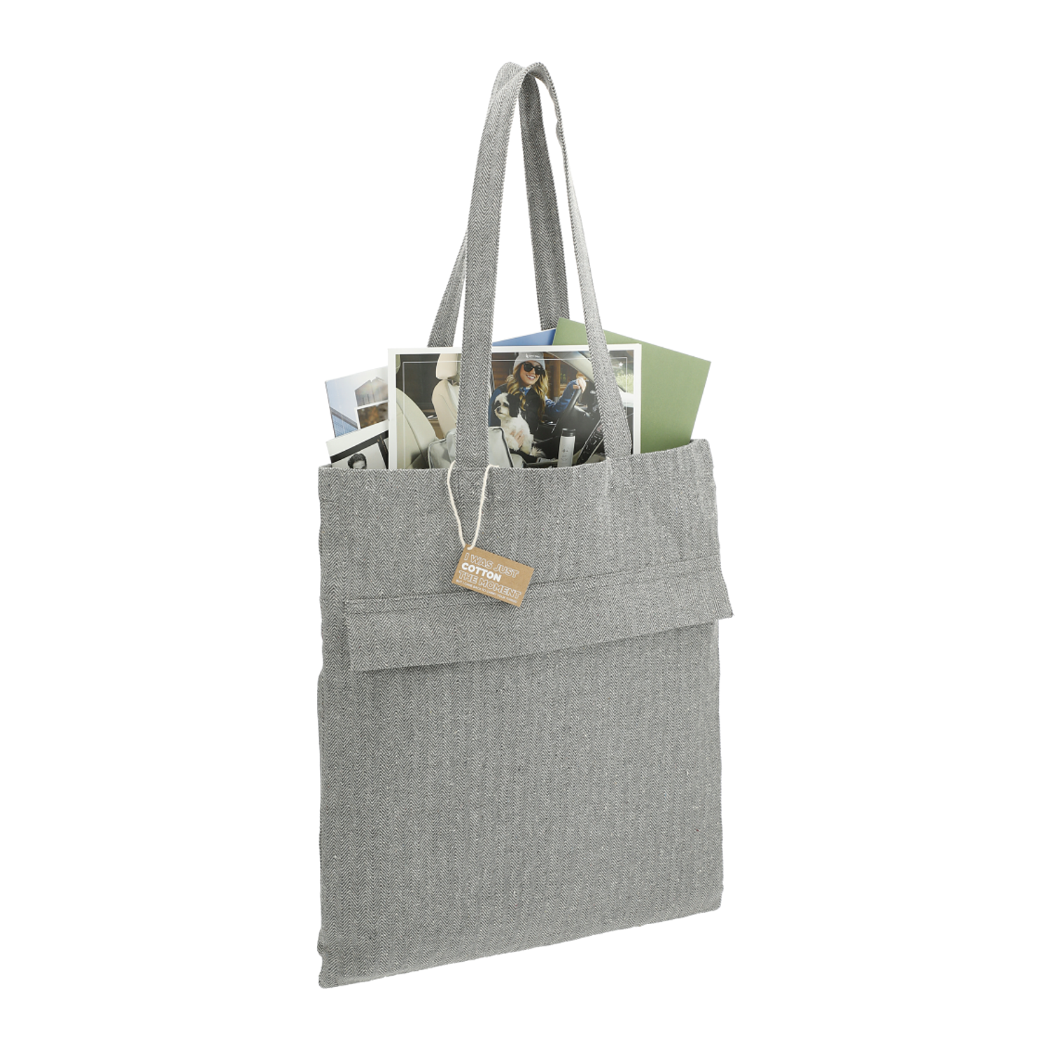 Recycled Cotton Herringbone Tote w/Zip Pocket