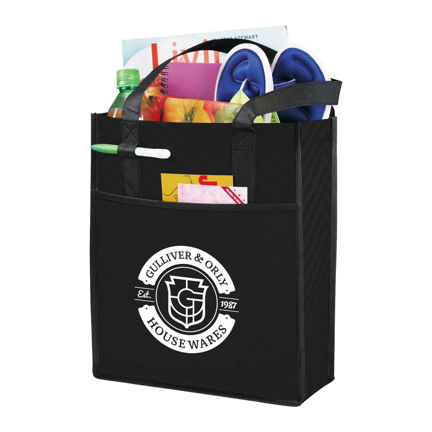 Printed Chevron Non-Woven Shopper Tote